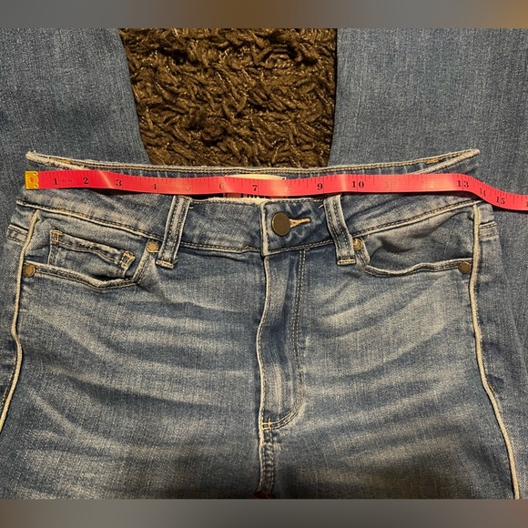 Paige Women's High Rise Lou Lou Flare Jeans Silver Piping Out-seam Slit - Picture 9 of 13